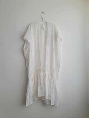 NWT Aerie White Flowing Tiered Open Front Maxi Cardigan Kimono